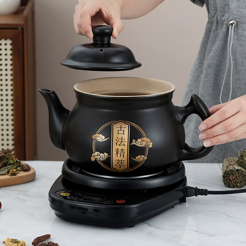 越进煎药壶全自动药煲中药壶家用中药锅煎药壶砂锅熬中药炖药煲煎药中医砂锅熬煮药中药养生壶 D4L壶 ( 整体陶瓷釉 ) +底座 1.9L