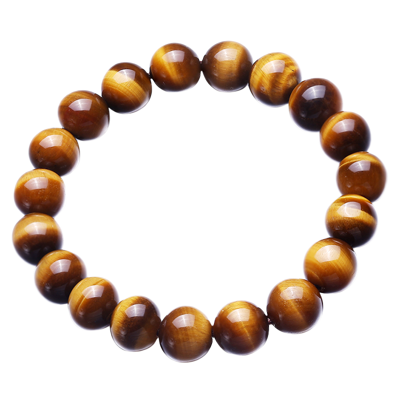 石玥珠寶精品10mm天然黃虎眼石手串虎睛石轉(zhuǎn)運(yùn)珠手鏈男女士款 水晶瑪瑙