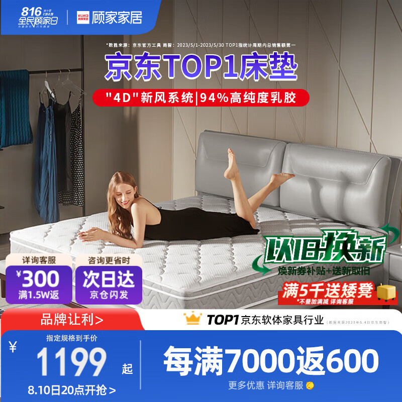顾家家居 床垫 进口乳胶独袋弹簧席梦思1.8米M0001J梦想垫 床垫1.8米*2米使用感如何?