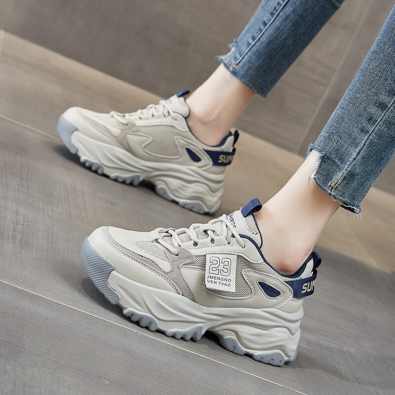 百丽踏老爹鞋女2024年春季新款女鞋百搭鞋子网红超火厚底女款运动鞋