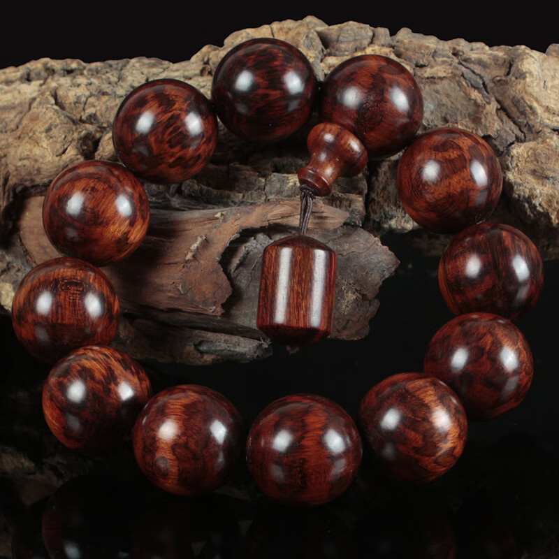 念夏硬木头 压手蛇纹木手串 360满花虎皮芝麻佛珠精选 蛇桑木 20mm*12