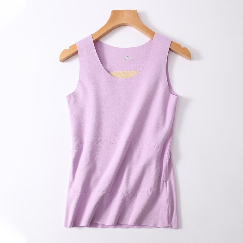 莫代尔保暖背心女无痕贴片德绒双面磨毛无袖打底衫2件装 德绒贴片背心女混色2件 L （115-130斤）