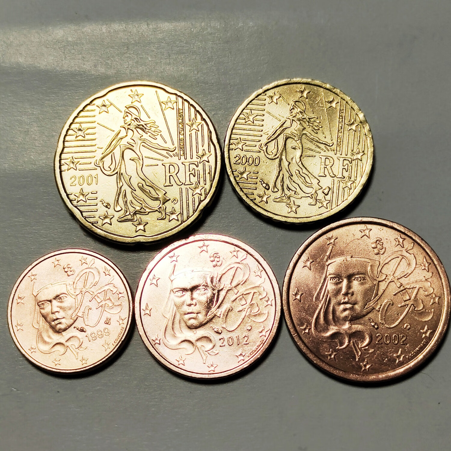 欧洲法国欧盟前后硬币大全套铜币镍币欧元外国硬币外币 1.2.5.10.