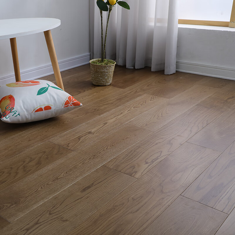 仁聚益白橡木黑胡桃色原木纯实木地板免龙骨锁扣地热地暖家用厂家直销