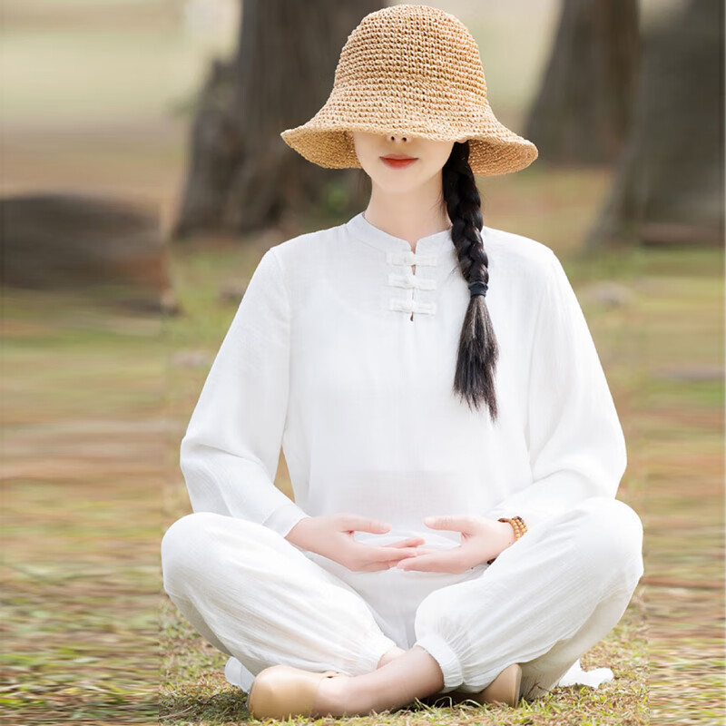 fengedun禅服佛系女夏天居士服佛教衣服中式禅意装中国风禅修瑜伽服