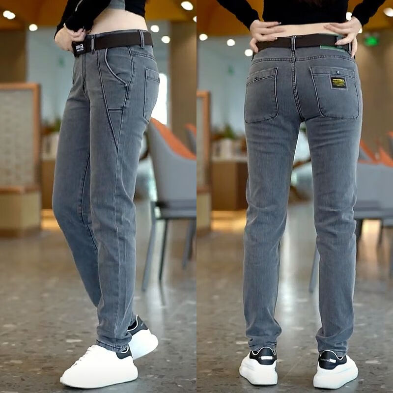 古跃鸿适合胖子穿超低腰牛仔裤男牛仔裤男修身百搭直筒潮流春夏季水洗