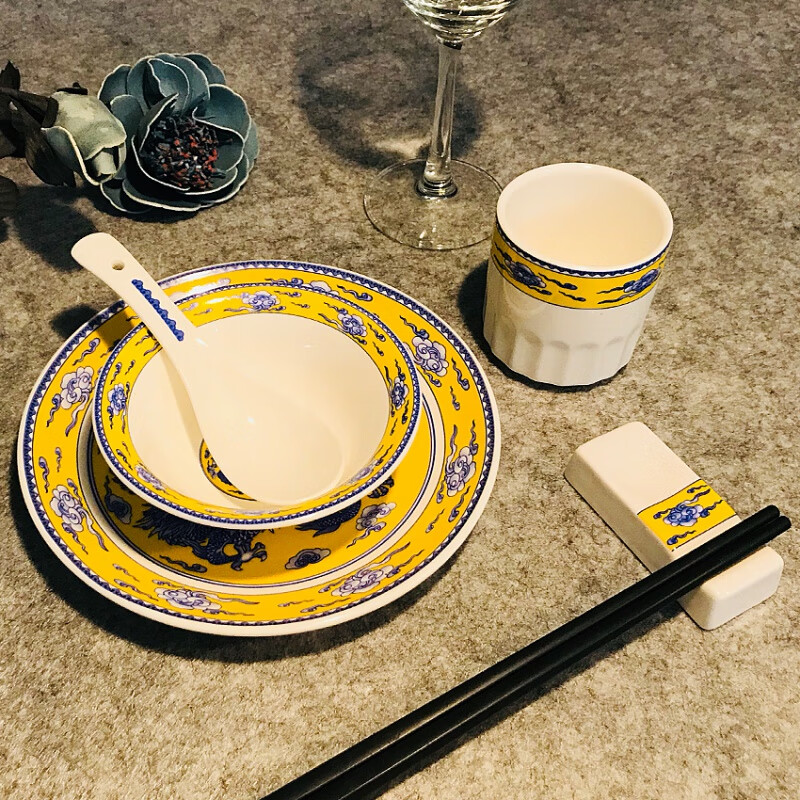 雅漫庭(yamanting)五星级酒店餐具 摆台套装餐厅中式现代碗盘四件套