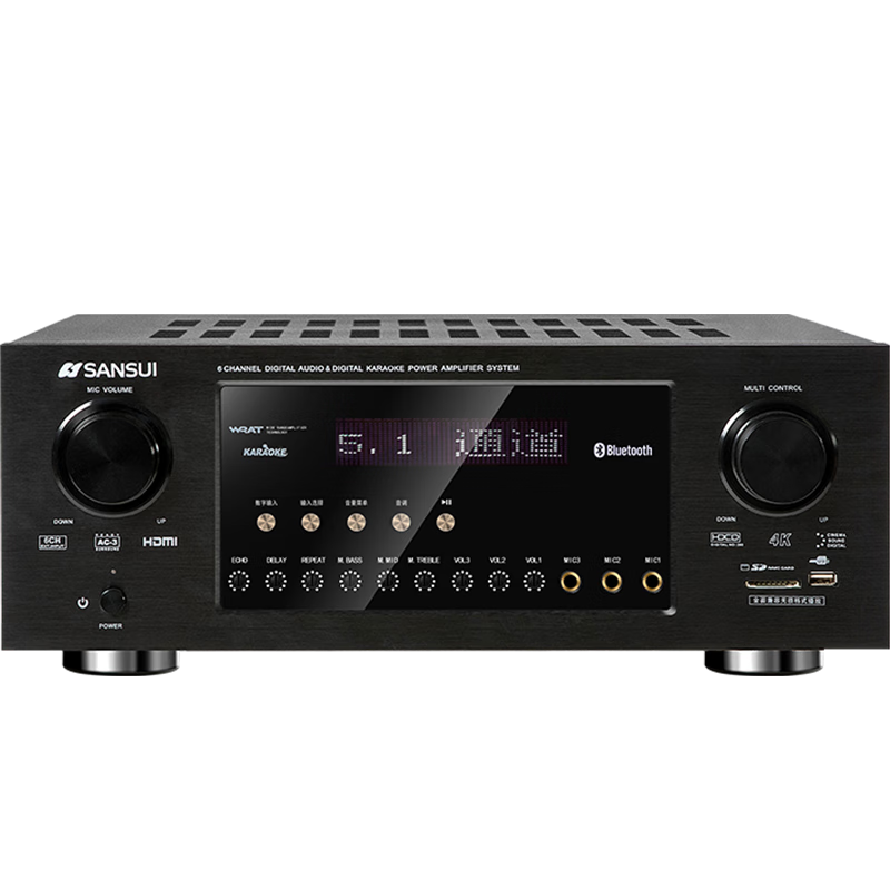 山水（SANSUI）家庭影院功放機(jī) 光纖/同軸/HDMI數(shù)字5.1聲道家用智能音響藍(lán)牙功放 DM-10A 
