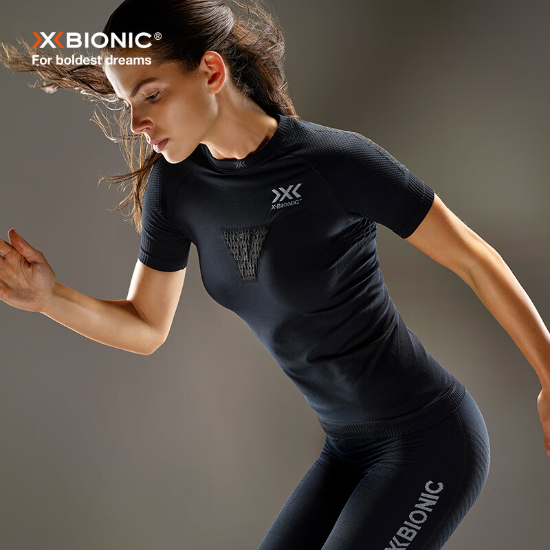 XBIONIC優(yōu)能速跑4.0女士壓縮衣跑步運(yùn)動(dòng)短袖緊身T恤上衣健身騎行透氣 貓眼黑/極地白 L