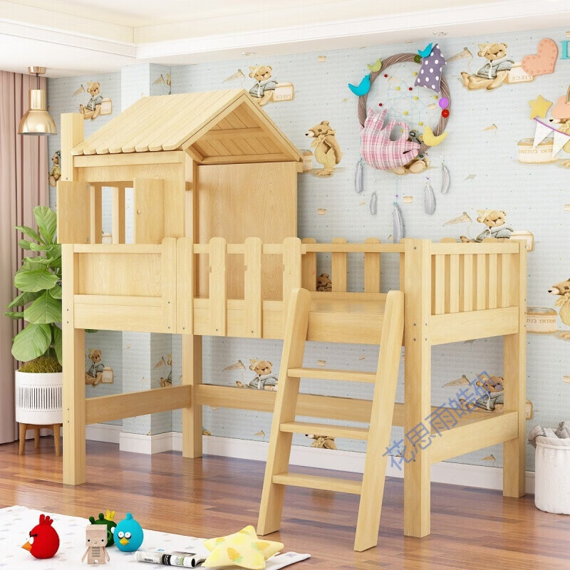 欧式轻奢家具半高床滑梯床城堡上下床半高床孩楼梯床小孩梯柜床小屋床