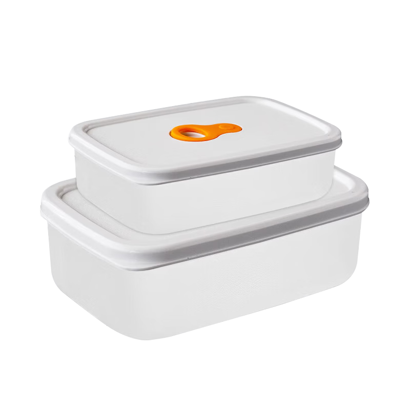 迪普尔 保鲜盒食品级冰箱饭盒微波炉加热水果便当盒冷冻塑料收纳盒 白色1050ml【单个】