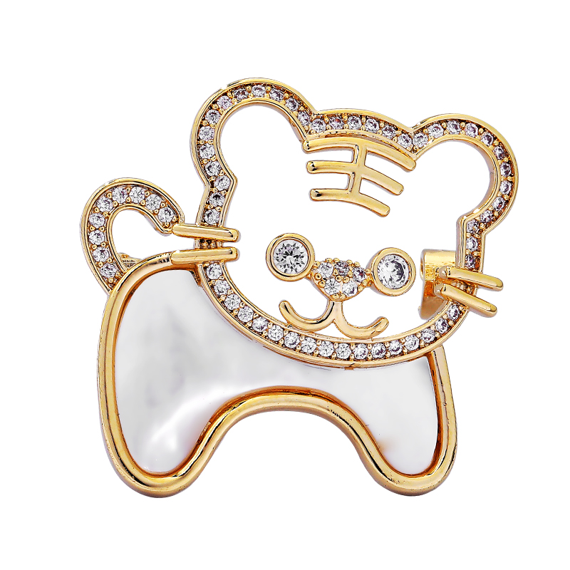 千宝莱胸针别针贝壳生肖小老虎精致胸花西装领针本命年 生肖虎胸针