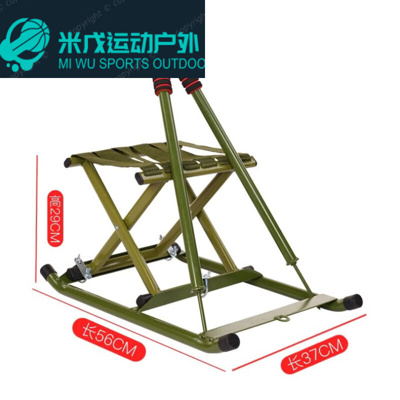 木兰旅冰车单腿驴品质儿童滑冰车冬季单双人滑雪溜冰爬犁雪橇 军绿色