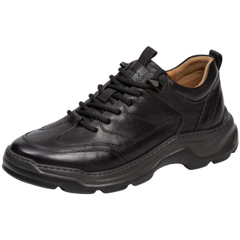 沙馳（SATCHI）男鞋 秋季男士皮鞋厚底戶(hù)外運(yùn)動(dòng)鞋休閑皮鞋 522462131Z 黑色 41 