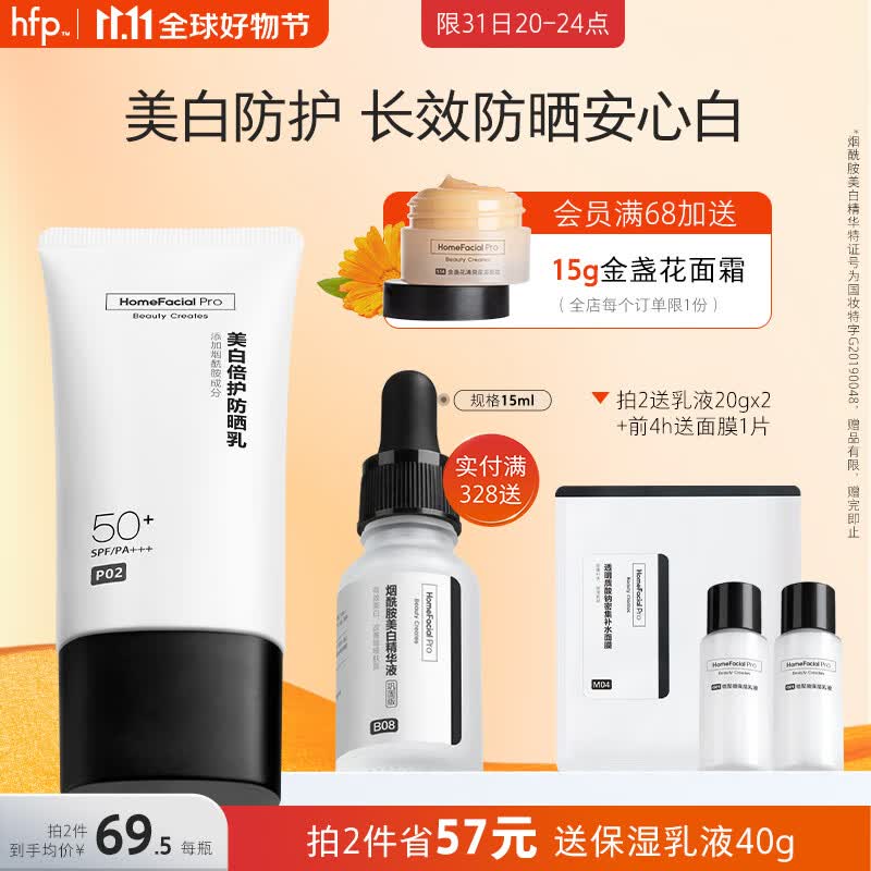 HomeFacialPro美白倍护防晒乳40g hfp防晒霜SPF50+隔离紫外线清爽不油腻烟酰胺怎么看?