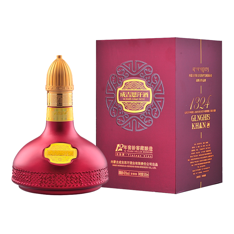 成吉思汗游牧毡包12年窖龄窖藏43度浓香型白酒 深红色 43度