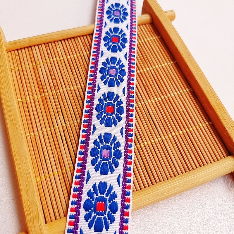 花烛民族风刺绣织带青花瓷花边手工diy辅料麻绳框包边服饰家居配饰xf1