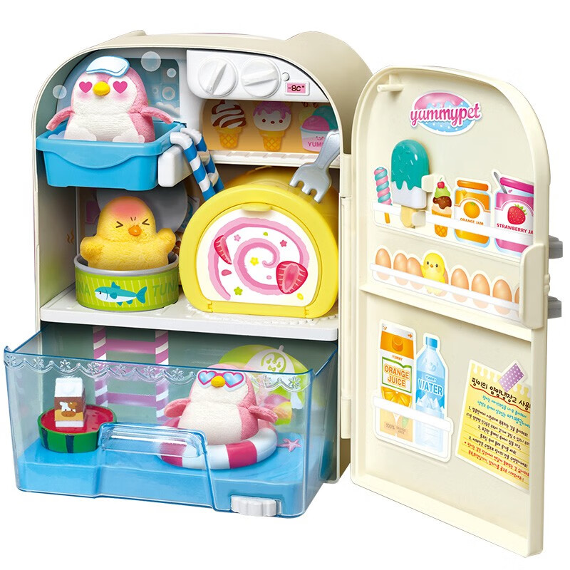 mimiworld韩国品牌女孩冰箱玩具套装儿童仿真厨房做饭过家家玩具礼盒 MW69001	贪吃萌宠冰箱