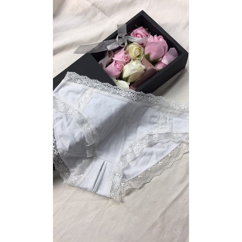 纯棉配蕾丝女士开裆裤免脱大码情趣内裤啪啪内衣激情套装服调情 白色