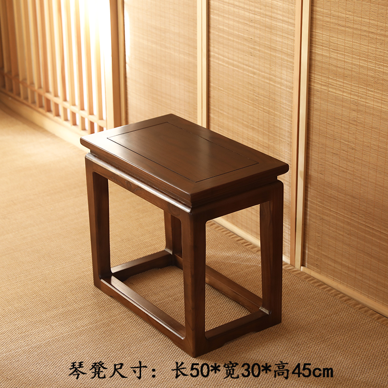 炎旗新中式古琴桌老榆木禅意书法桌仿古共鸣琴桌琴凳中式全实木国学桌