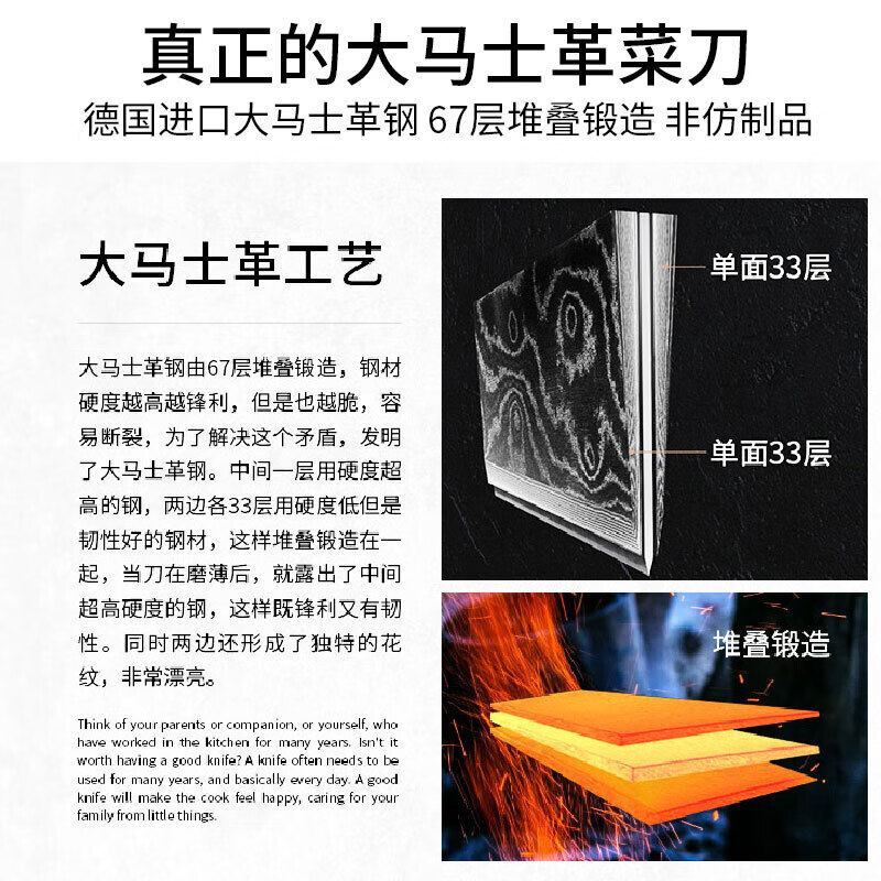 MAD SHARK德国进口大马士革菜刀家用刀具切肉片厨师专用钢刀中式锻打主厨刀 超锋利高档厨师女士菜刀