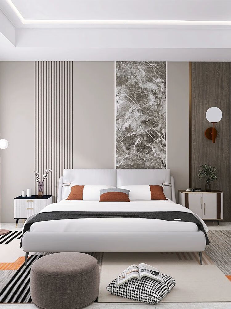 仁聚益定制适用北欧极简高级感装修墙布现代轻奢墙纸灰咖色系客餐厅