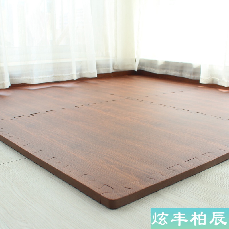 降噪音 木地板隔音垫味泡沫地垫隔音仿拼图垫子可剪裁加厚拼接地面毯铺满卧室 咖啡色木纹 单片60*60*1(4片装)