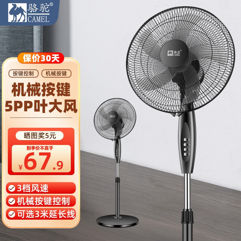 骆驼(camel)风扇电风扇落地扇家用轻音智能语音遥控控制摇头定时大