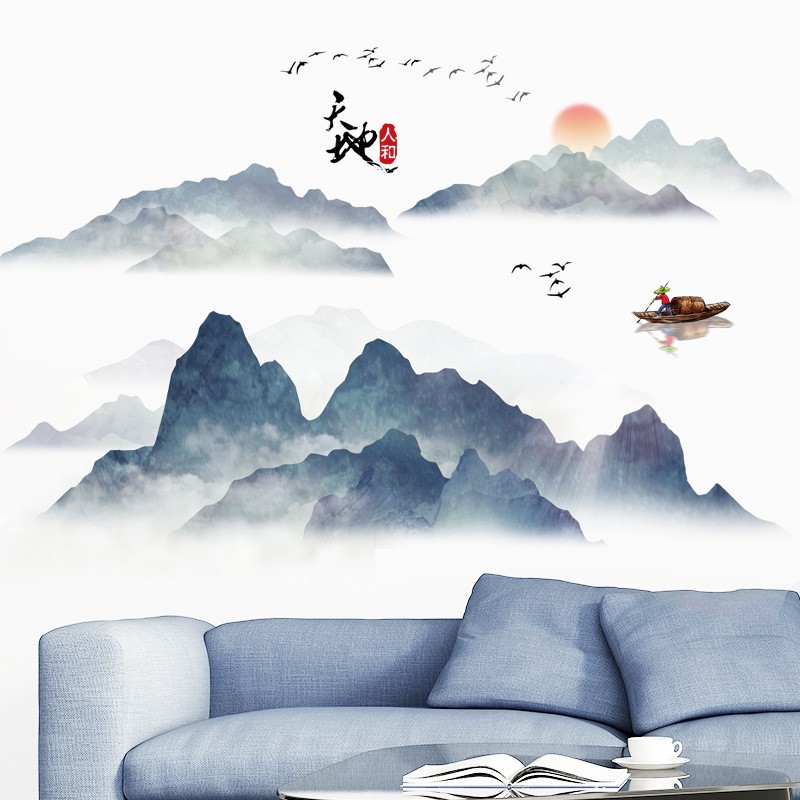 创意墙壁装饰贴画温馨卧室布置贴纸橱窗玻璃壁画 天地人和(大)