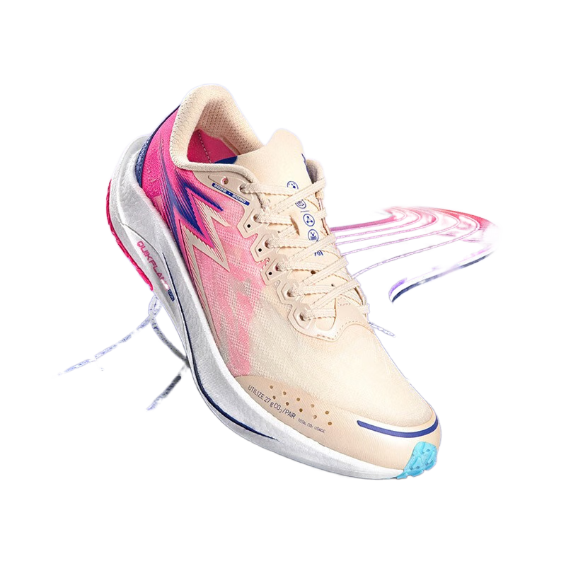 361°運動鞋男鞋【飚速2PRO】網(wǎng)面透氣中考體測競速馬拉松跑步鞋 沙丘白/螢光爆炸粉 41