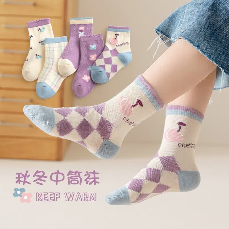 妙优童（miaoyoutong）儿童秋冬23年婴儿宝宝童袜男童女童秋冬卡通中筒棉袜儿童袜 QM-1/紫色樱桃 XL/适合脚长20-22cm怎么看?