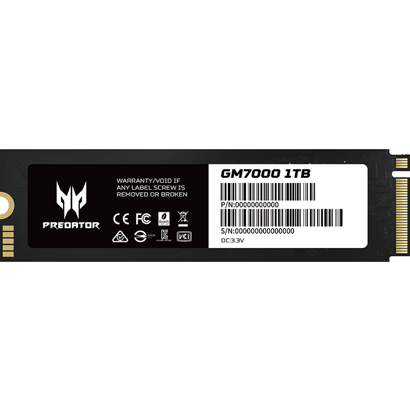 PREDATOR 宏碁掠夺者 GM7000 NVMe M.2 固态硬盘 1TB（PCI-E4.0）