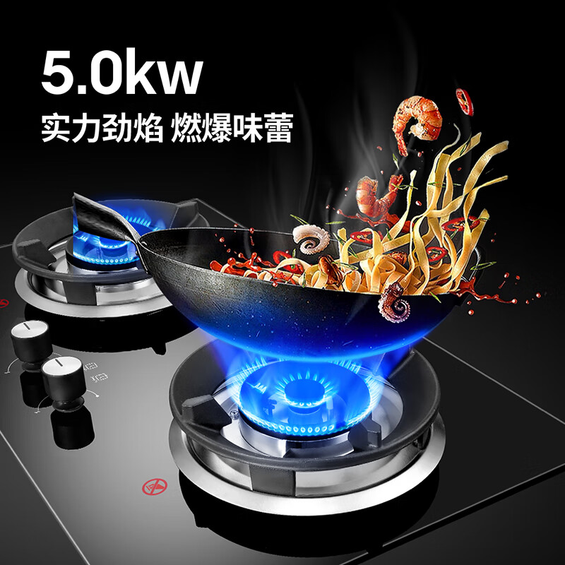 康佳（KONKA）燃气灶双灶 5.0大火力定时灶 家用台式/嵌入式两用 JZT-B500DT 天然气