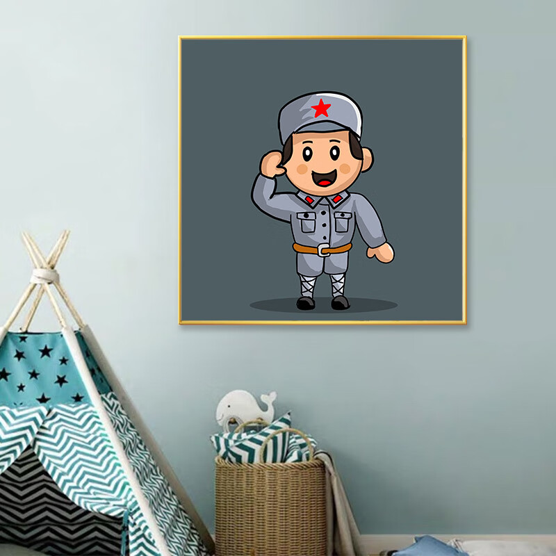 彩画正方形卡通消防员涂色填充自己手工填色绘画 卡通八路 20*20cm