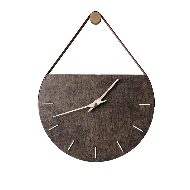 KOLYMAX石纹木制挂表客厅个性创意钟表卧室家用石英钟书房咖啡室时钟挂墙 深色14寸