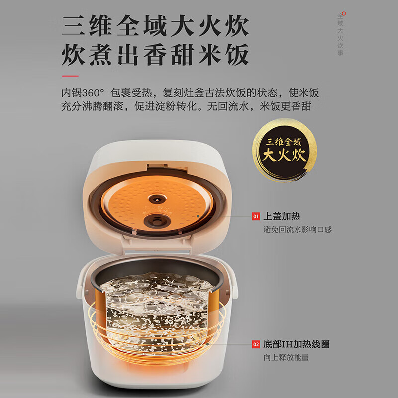 东芝(TOSHIBA)三维全域加热健康酵活5L电饭煲 智能米量判定 24H抗菌保温 进口备长炭电饭煲 家电补贴 鲜米煲 3L