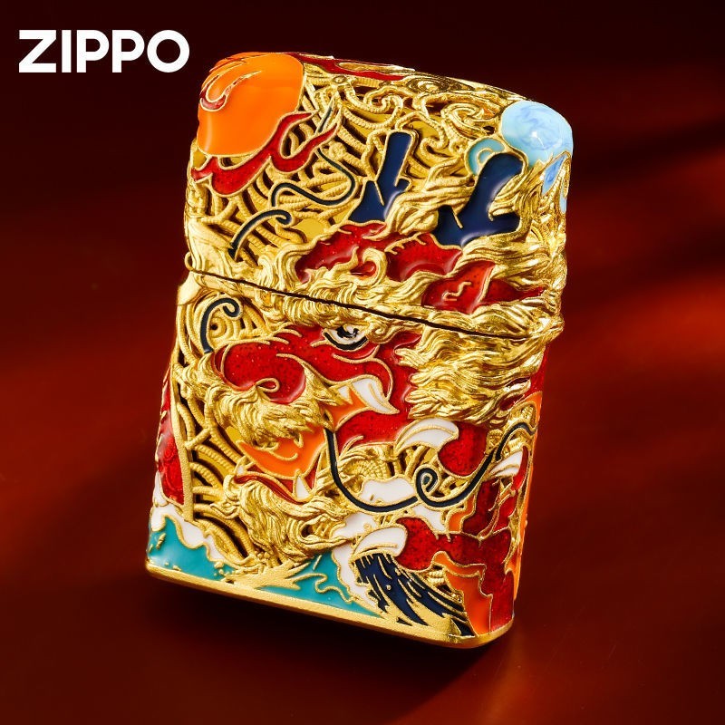 zippo之宝煤油防风打火机夜光珐琅龙腾四海生肖龙防风火机男士珍藏