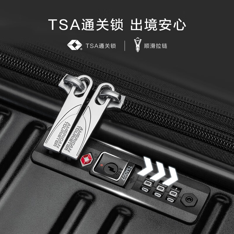 美旅胡先煦同款 行李箱20寸旅行箱大容量密码登机箱轻盈抗摔薯条箱79B 黑色【可扩容更能装】 20英寸 (可登机 无侧把手)