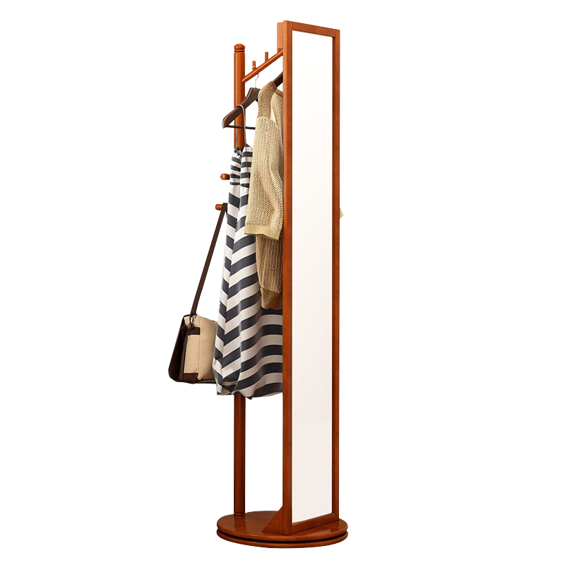 越茂 穿衣镜落地全身镜子现代简约试衣镜多功能旋转实木换衣镜梳妆镜 底盘款【白色】