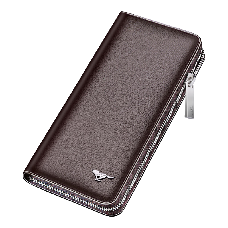 百亿补贴：七匹狼长款钱包头层牛皮拉链款男士商务多卡位手包生日礼物送男友礼盒装 啡色 115元