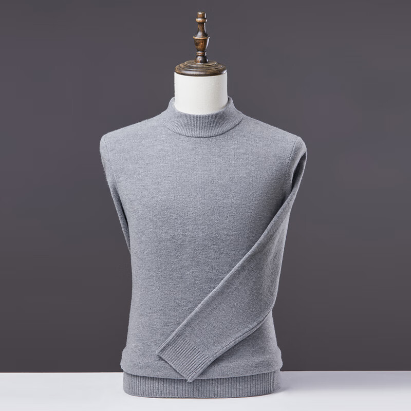 RVFAN男装羊毛衫男保暖毛衣秋冬季套头针织衫中年男士圆领打底衫 黑色 L