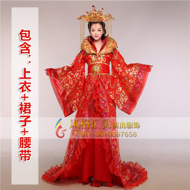 雅格罗伊古代服装女皇后新款汉代演出服装汉朝皇后装改良唐朝杨贵妃