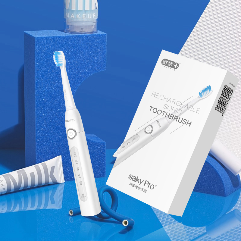 舒客(saky)电动牙刷 成人声波充电式震动牙刷防水g2211(白色)