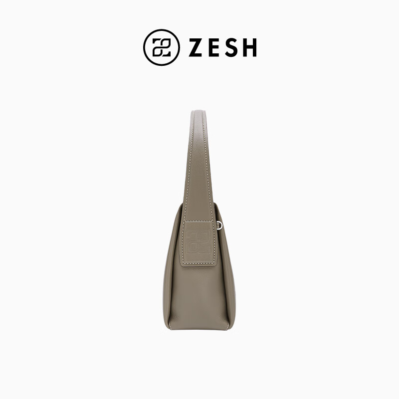 ZESH/泽尚 印象中号腋下包手拎包 通勤外出hobo单肩包女七夕礼物 大象灰