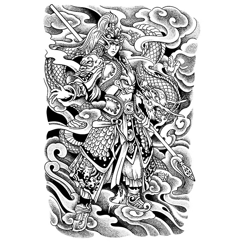 南欧世爵(nou61knight)赵子龙云大图草本纹身贴果汁男防水逼真个性