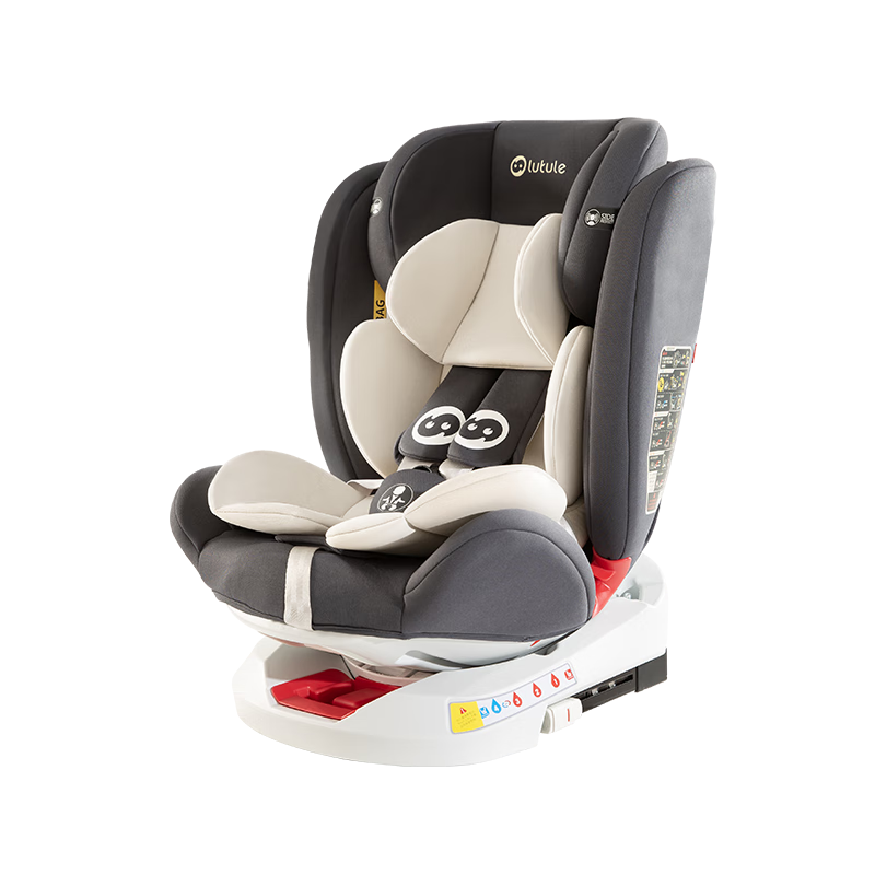 路途乐（lutule）儿童安全座椅0-12岁汽车用婴儿宝宝座椅车载坐椅可坐可躺360°旋转 经典灰【安全带+isofix】360°