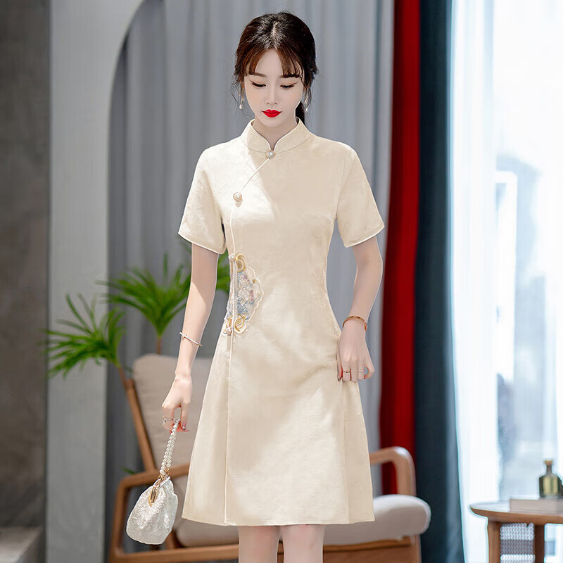 千枫绮矮个子微胖女生穿搭四十岁中国风改良旗袍年轻妈妈气质高端小