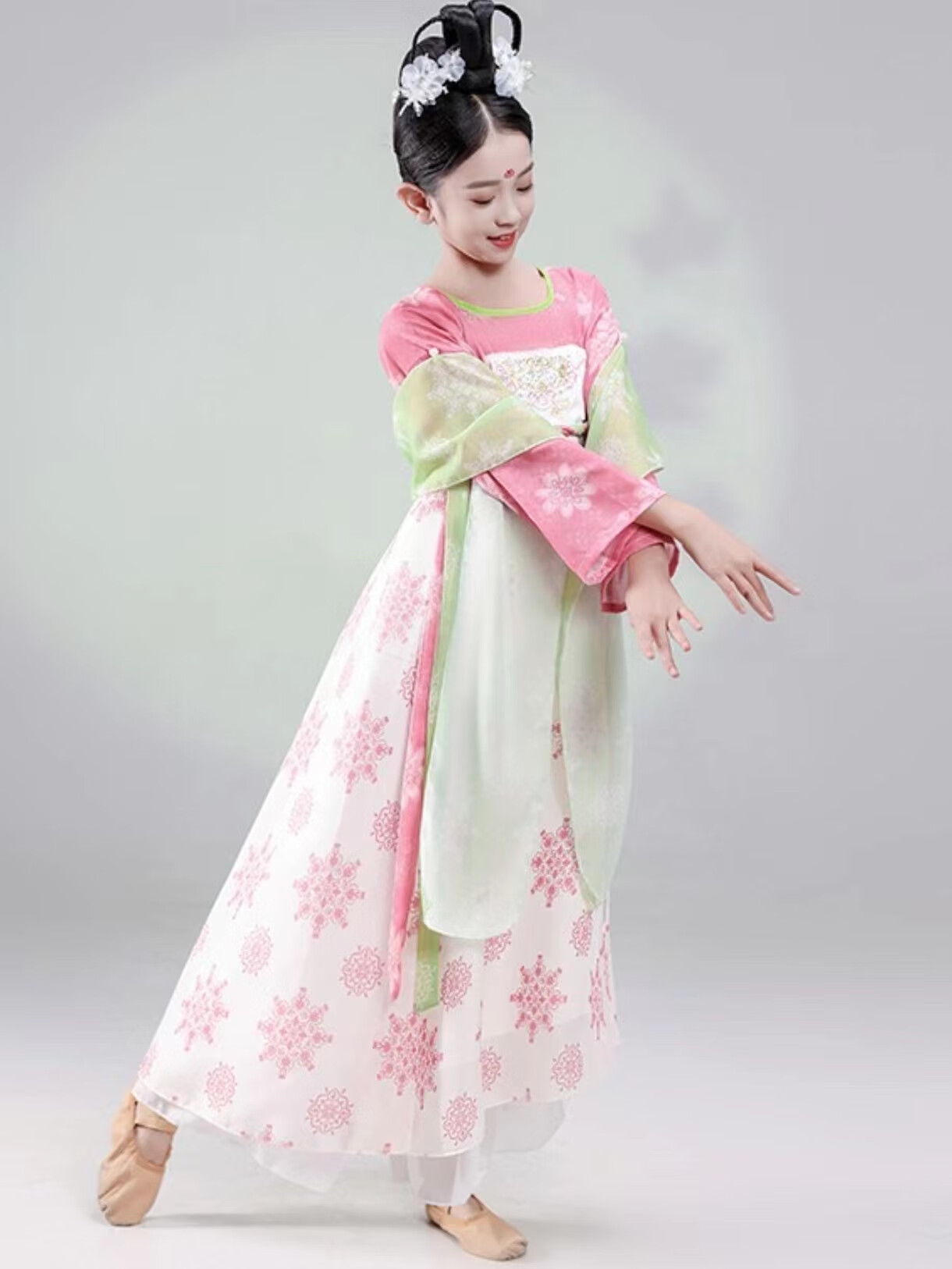 狮奥利兴连体舞蹈服儿童古风新款古典舞蹈女童汉服飘逸超仙汉舞佳人