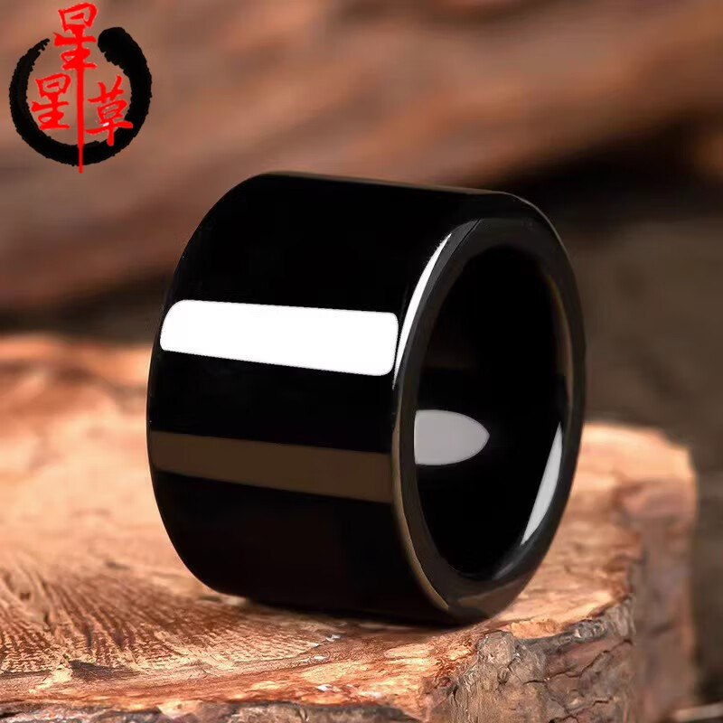 星星草a货翡翠墨翠戒指男士扳指冰种玉石指环手饰 21号圈口