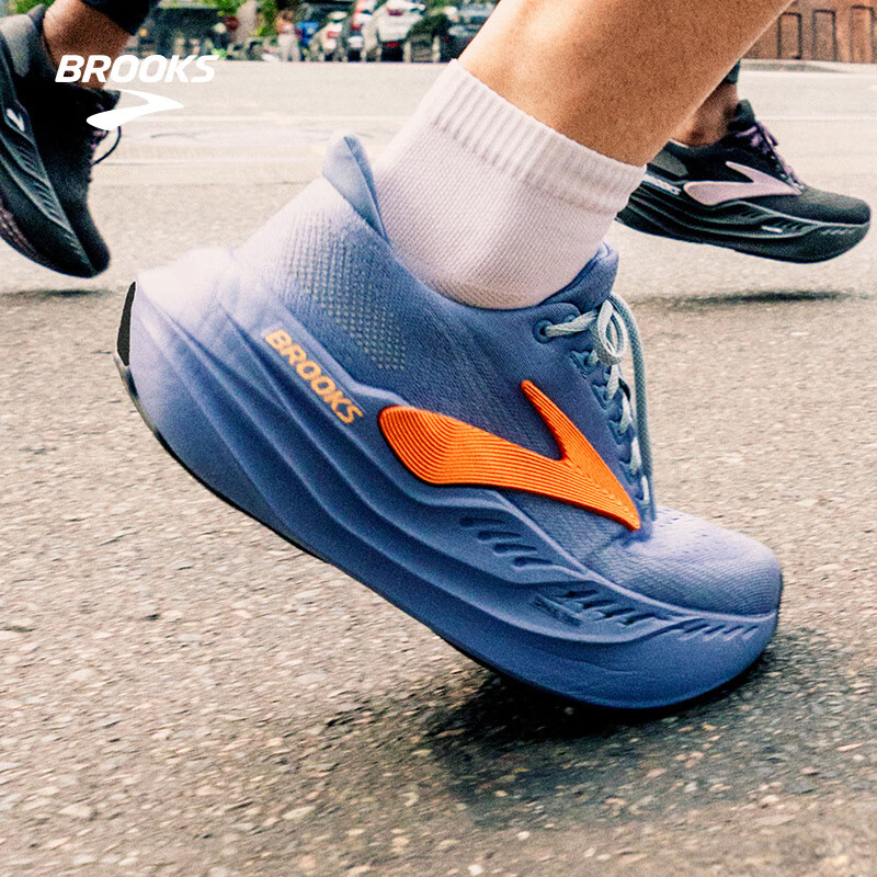 布鲁克斯（BROOKS）Glycerin甘油MAX 超级甘油男女跑步鞋透气缓震专业运动鞋慢跑鞋 男款 乡村蓝/冬季蓝/桔红 45